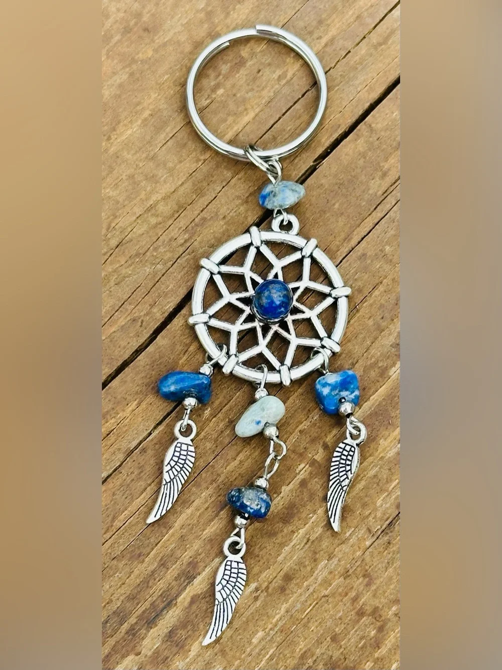 NEW Lapis Lazuli and Silver Dream Catcher Keychain